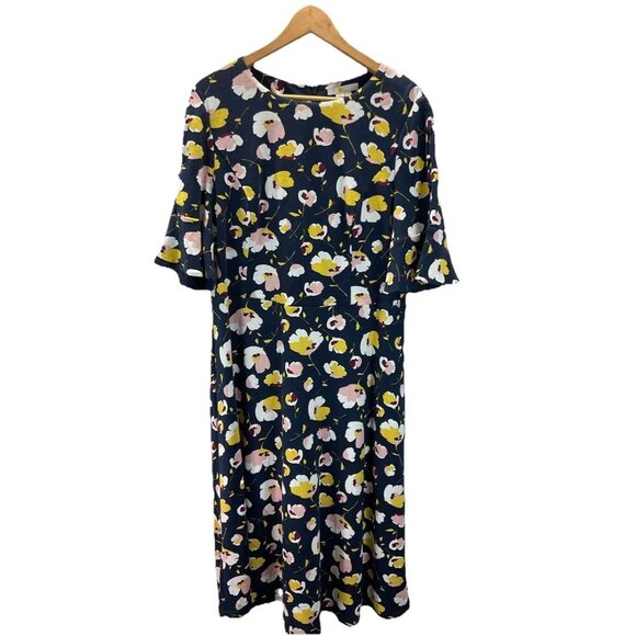 Boden Women Alexis midi Dress Navy‎ Floral Short Sleeve Stretch US 20L Tall - Picture 1 of 11